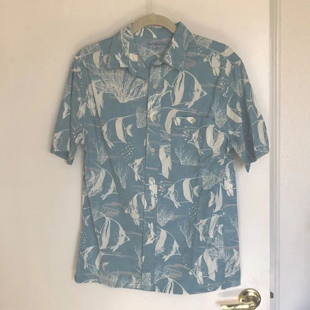 Croft & Barrow Short Sleeve Button Down Shirt Size S Light Teal GUC